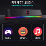 Coluna soundbar RGB Gaming 6W RMS controle volume alimentação USB conexão bluetooth