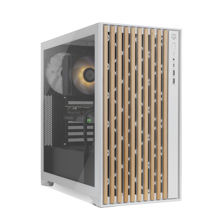 Caixa ATX Nox Hummer Element Elegant Wood Tempered Glass Branca