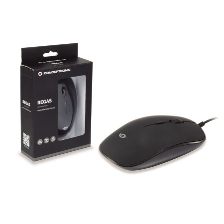 Rato Conceptronic REGAS Optico USB Preto - REGAS01B