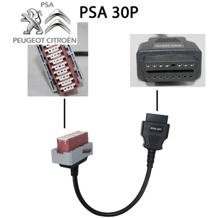 Conversor Psa 30 Pin para Obd a Obd2 Citroen Peugeot 106 206 306 406